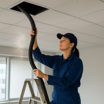 Professional air duct cleaning technician in Bixby